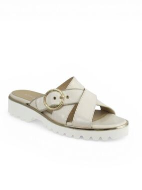 Ron White Gold Caysi Slide Buckle Sandal in Ice Leather Women’s Size 36.5